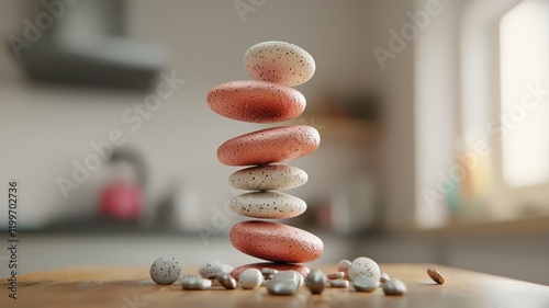 Stacked stones symbolize balance and harmony. photo