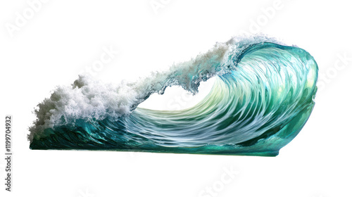 A stunning wave crashing, showcasing vibrant blues and whites. Perfect for illustrating the power of nature and oceanic beauty.