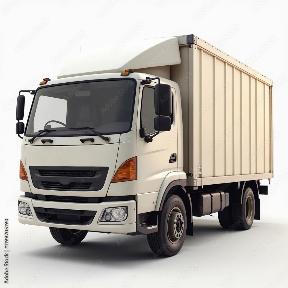 Modern lorry with isothermal body, isolated, on a white background Modern lorry with isothermal body, isolated, on a white background