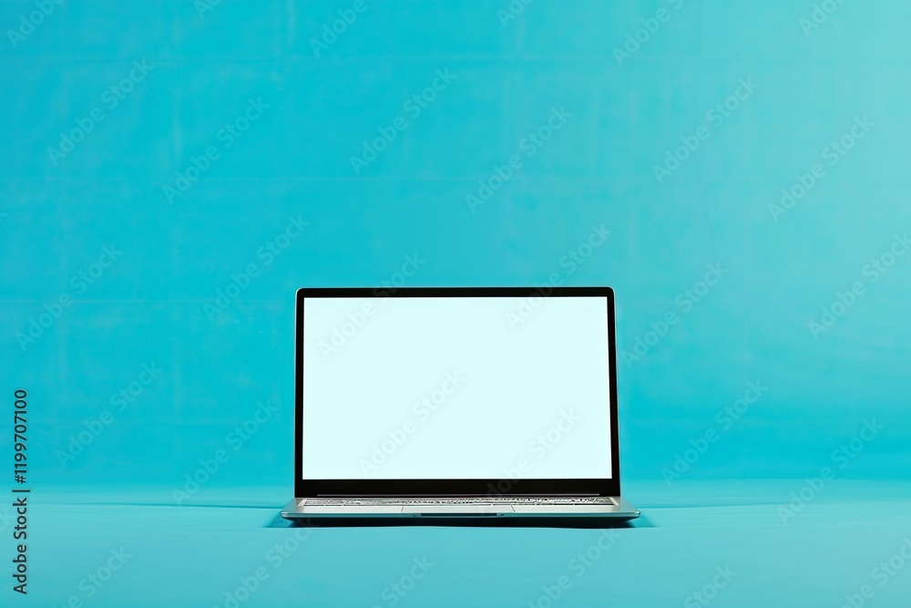 Ultra Hd Image of Laptop on Blue Background Mock Up Ultra Hd Image of Laptop on Blue Background Mock Up