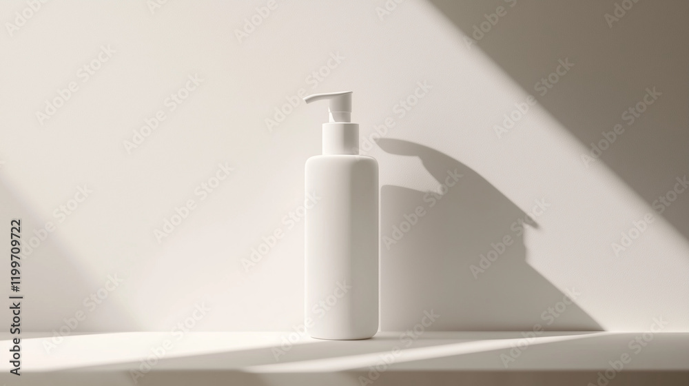 A minimalistic vector illustration of a pump-style lotion bottle with smooth curves and gradients A minimalistic vector illustration of a pump-style lotion bottle with smooth curves and gradients