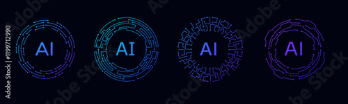 A futuristic blue circular frame with holographic laser effects, symbolizing digital innovation, AI driven systems, and sci fi interfaces, perfect for gaming and virtual panels.