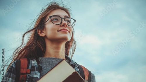 Confident College Student Enjoying Outdoors