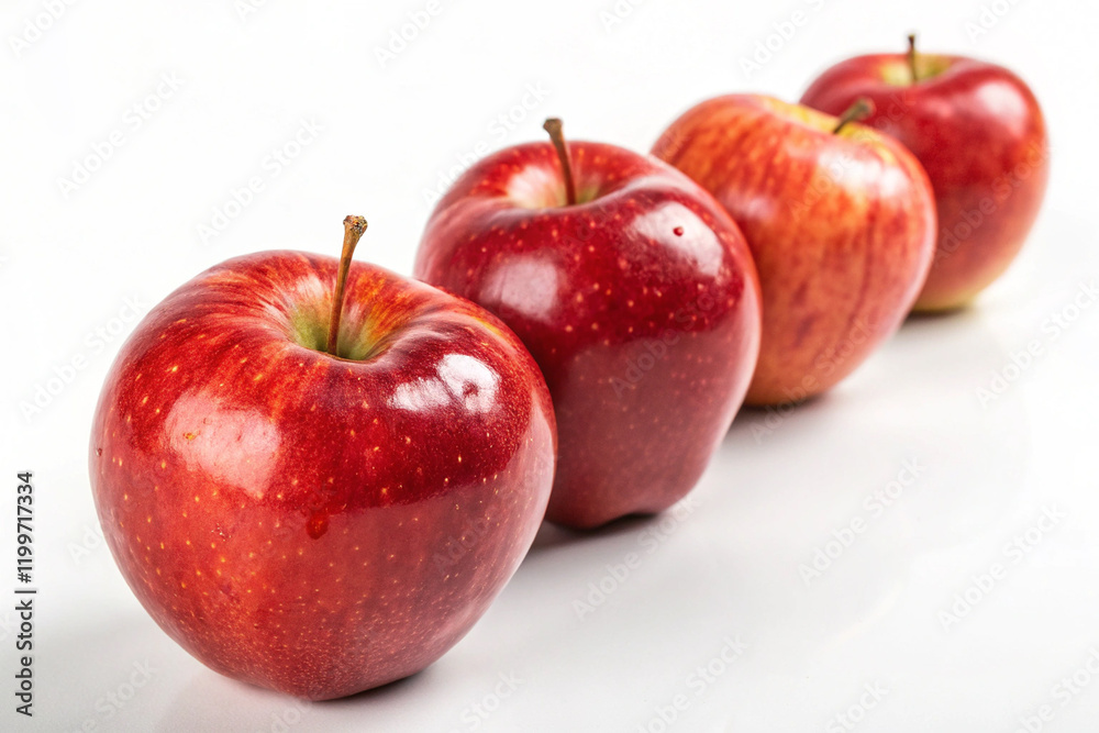 Ripe, red apples isolated on white background, perfect for healthy snacking Ripe, red apples isolated on white background, perfect for healthy snacking