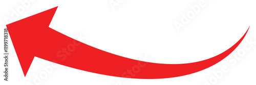 Long Red Curved arrow icon vector. Red long arrow vector.