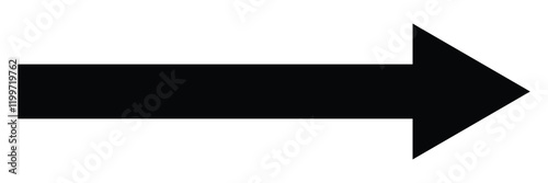 Long arrow. Black arrow pointing right. Black large arrow pointing right. Bold long arrow icon. Vector illustration. EPS 10