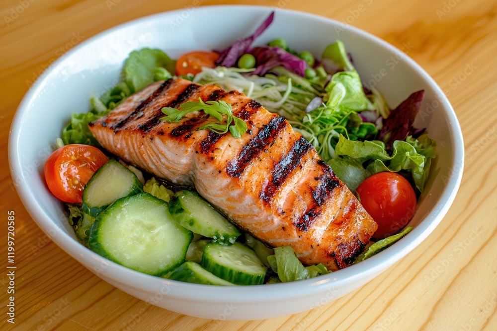 Paleo Ketogenic diet for healthy weight loss Grilled salmon on a bed of fresh garden salad. Paleo Ketogenic diet for healthy weight loss Grilled salmon on a bed of fresh garden salad.