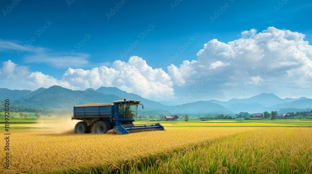 Fototapeta premium combine harvester on field