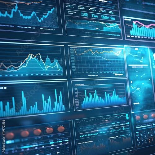 Charts and graphs on a computer screen, no background hd quality - generated AI