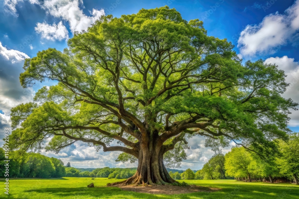 A massive ancient tree standing tall in the center of an open forest glade, scenery, regal, landscape, giant, forest A massive ancient tree standing tall in the center of an open forest glade, scenery, regal, landscape, giant, forest