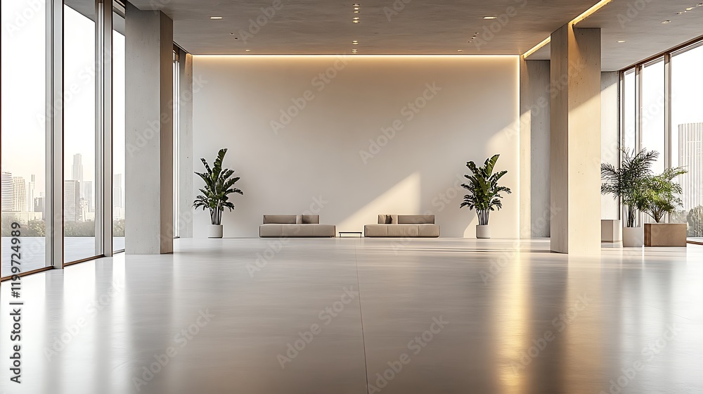Fototapeta premium Modern office interior design urban setting photography bright space