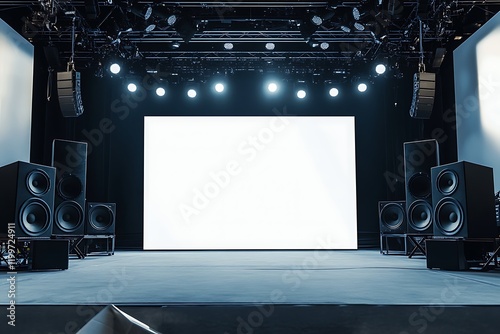 Empty Auditorium with Blank Projection Screen Ready for Presentation