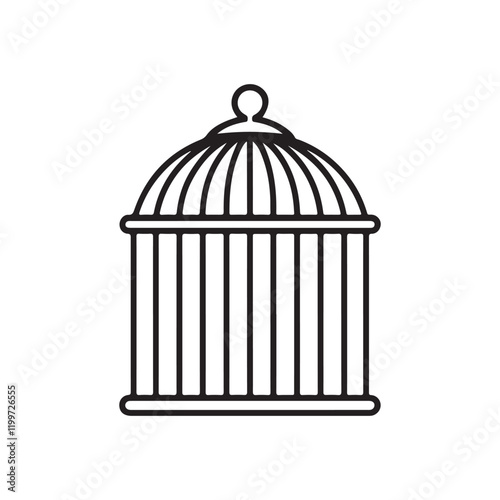 Bird cage icon. Black Bird cage outline vector illustration isolated on white background