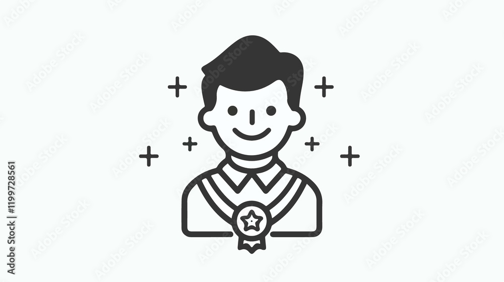 Exclusive Benefits Icon: Person with a Black and White Design for Professional Use Exclusive Benefits Icon: Person with a Black and White Design for Professional Use