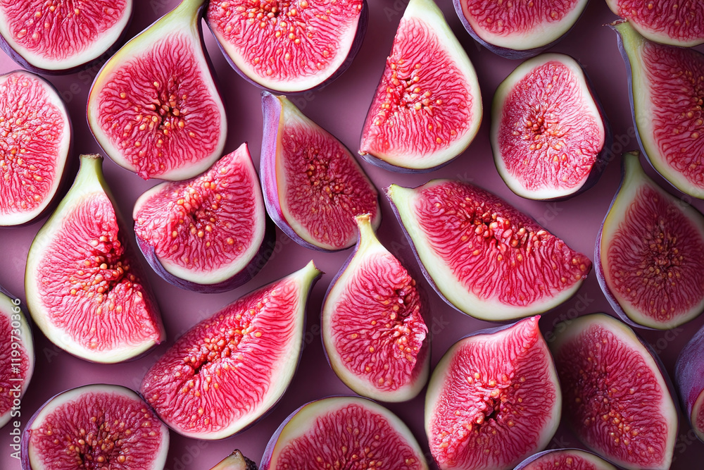 Fig isolated set. Collection of fig slices in different angles on pink background. Fig isolated set. Collection of fig slices in different angles on pink background.