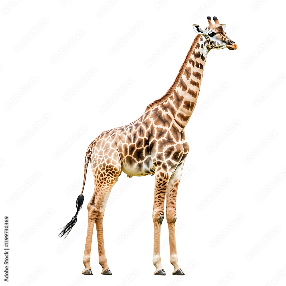 Obraz premium Giraffe standing on a white background