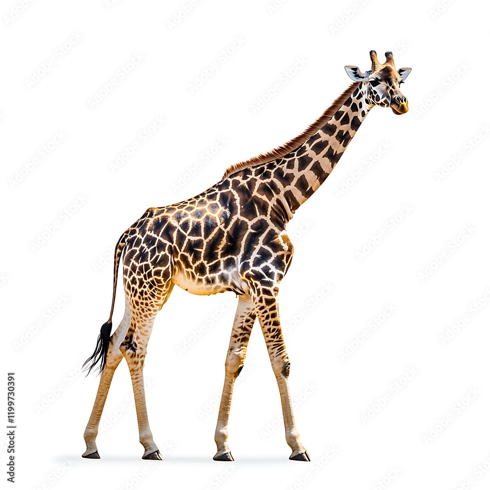 Fototapeta premium Giraffe standing on a white background