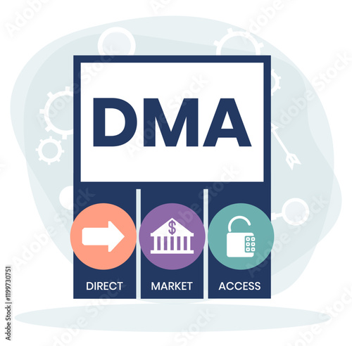 DMA - Direct Market Access acronym. business concept background. vector illustration concept with keywords and icons. lettering illustration with icons for web banner, flyer, landing page