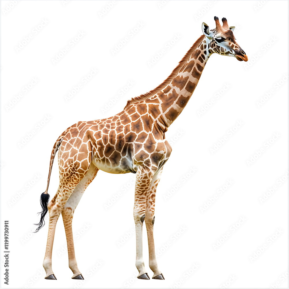 Naklejka premium Giraffe standing on a white background