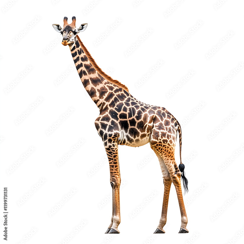 Fototapeta premium Giraffe standing on a white background