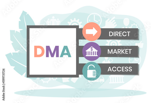 DMA - Direct Market Access acronym. business concept background. vector illustration concept with keywords and icons. lettering illustration with icons for web banner, flyer, landing page