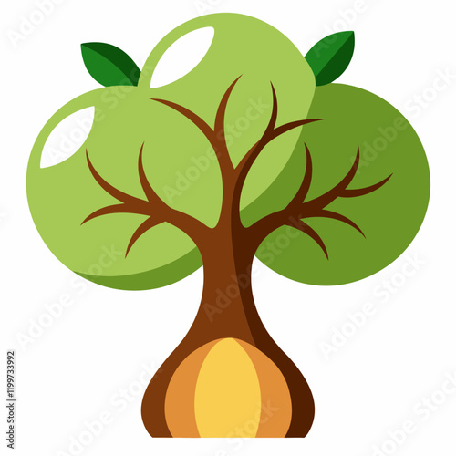vector illustration of a tree baobab fruit