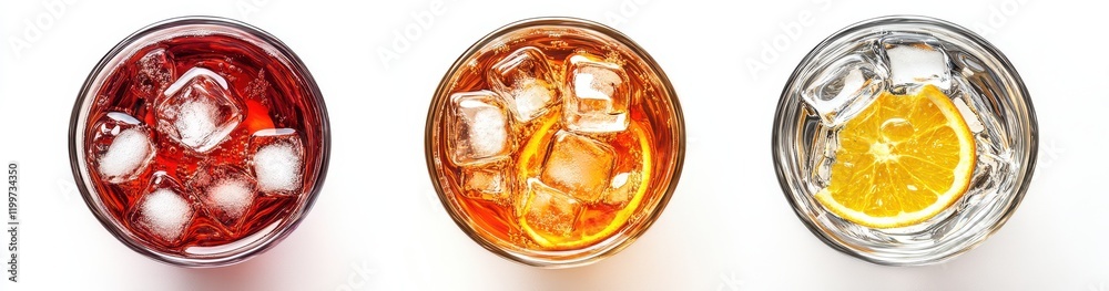 Refreshing Summer Drinks in Glasses with Ice Cubes and Garnishes for a Perfect Thirst Quencher on a Hot Day Close-Up View for Beverage Enthusiasts and Foodies Refreshing Summer Drinks in Glasses with Ice Cubes and Garnishes for a Perfect Thirst Quencher on a Hot Day Close-Up View for Beverage Enthusiasts and Foodies