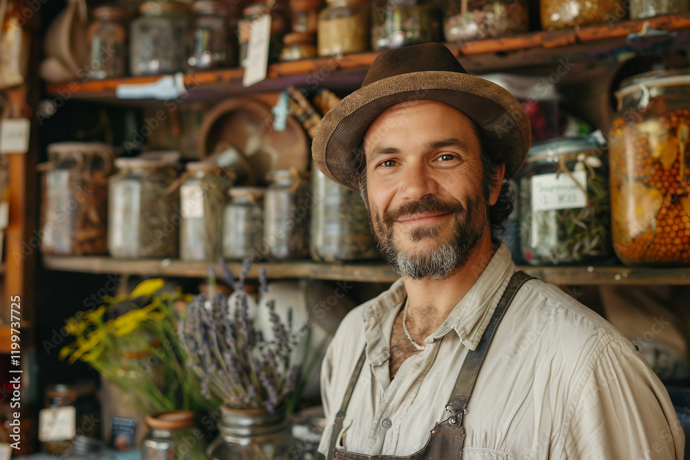 Image of botanical extracts in a traditional herbalist's apothecary generative AI Image of botanical extracts in a traditional herbalist's apothecary generative AI
