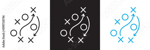 Soccer game strategy and tactic plan line icon. isolated on white and black background. vector illustration. EPS 10