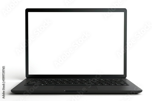 High Quality Picture of Black Laptop Mockup Frontal View