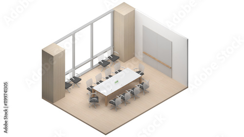 Fototapeta Naklejka Na Ścianę i Meble -  Isometric view of a meeting room,office space, 3d rendering.