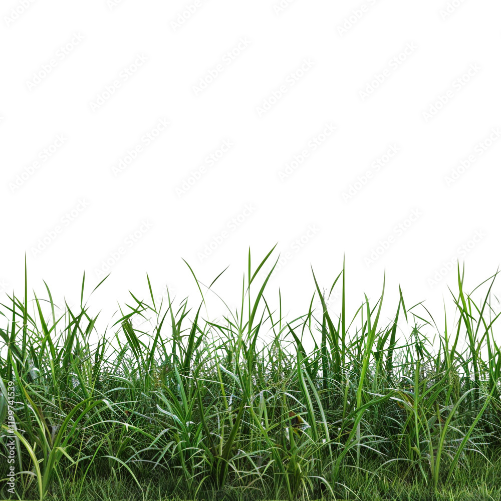 Fototapeta premium Lush green grass isolated on transparent background perfect for design projects nature scene greenery texture vibrant foliage meadow plants