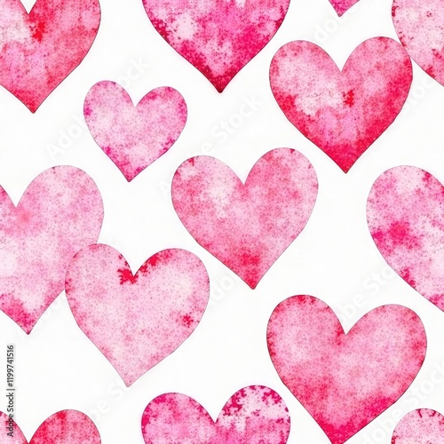 Red hearts watercolor simless pattern. 14 February, Love, Mothers Day photo