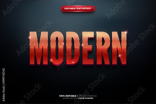 Modern Red Gold 3D Editable Text Effect
