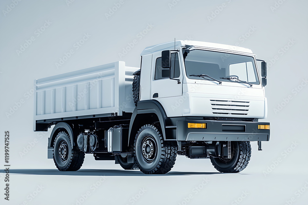 White delivery truck with rear doors open isolated on transparent background. White delivery truck with rear doors open isolated on transparent background.