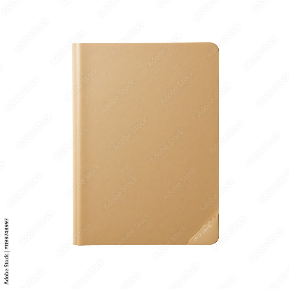 A simple, beige notebook with a glossy cover, designed for writing or sketching. A simple, beige notebook with a glossy cover, designed for writing or sketching.