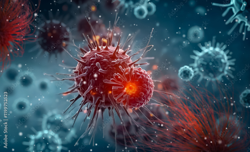 Fototapeta premium Medical conceptual background, dangerous pathogenic influenza virus, covid, coronavirus, viruses causing serious diseases of the body