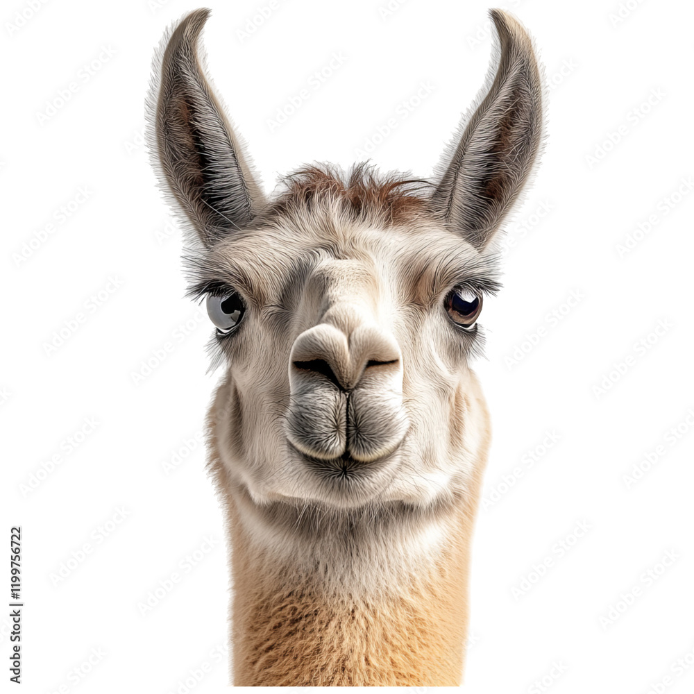 Obraz premium Realistic Snickering Llama with Fun Expression on Transparent Background