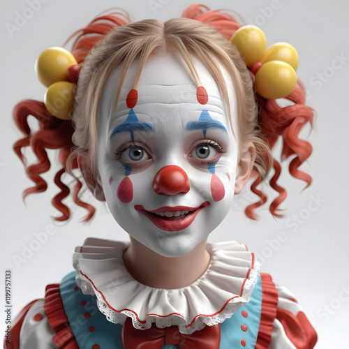 childern colourful paint face sporty fan clown circus portrait art photo