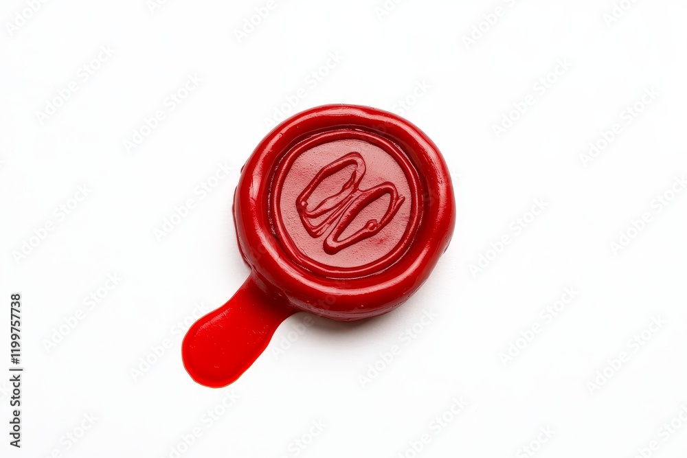 Red Wax Seal Impression - Authentic red wax seal, dripping, symbolizes security, tradition, authenticity, secrecy, and legal agreement.