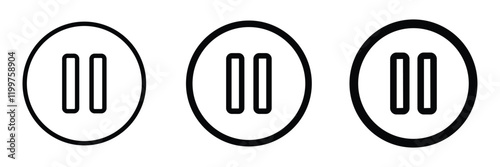 Pause button icon design. Flat design pause icon. Pause icon set for multimedia applications.