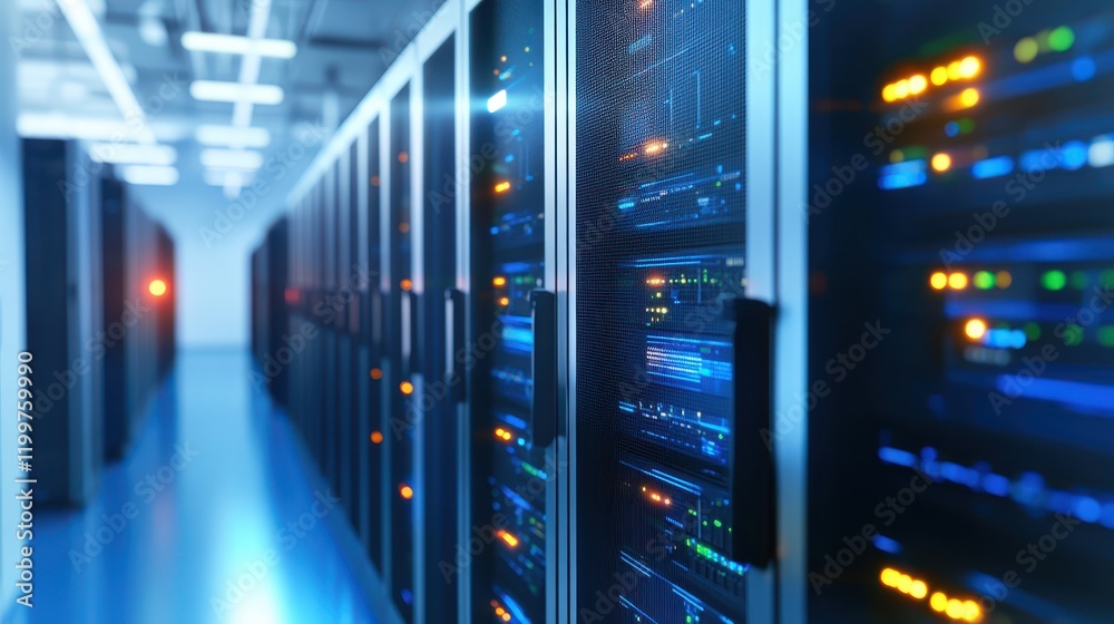 A comprehensive view of server racks in modern data center A comprehensive view of server racks in modern data center