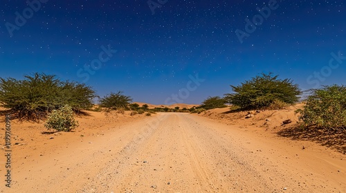 Desert night drive arabian desert landscape photo