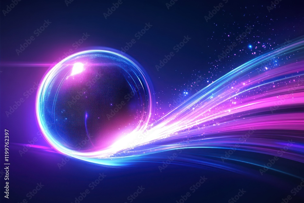 Obraz premium Vibrant Abstract Energy Burst with Glowing Sphere