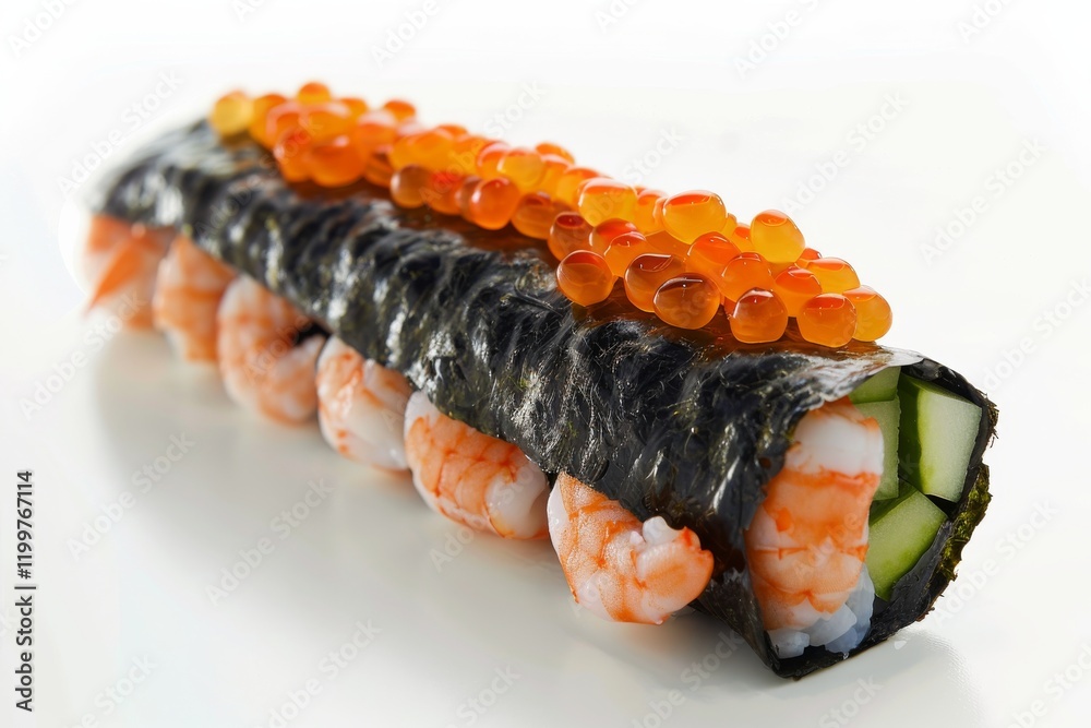 Sushi roll with shrimp and fish roe Sushi roll with shrimp and fish roe
