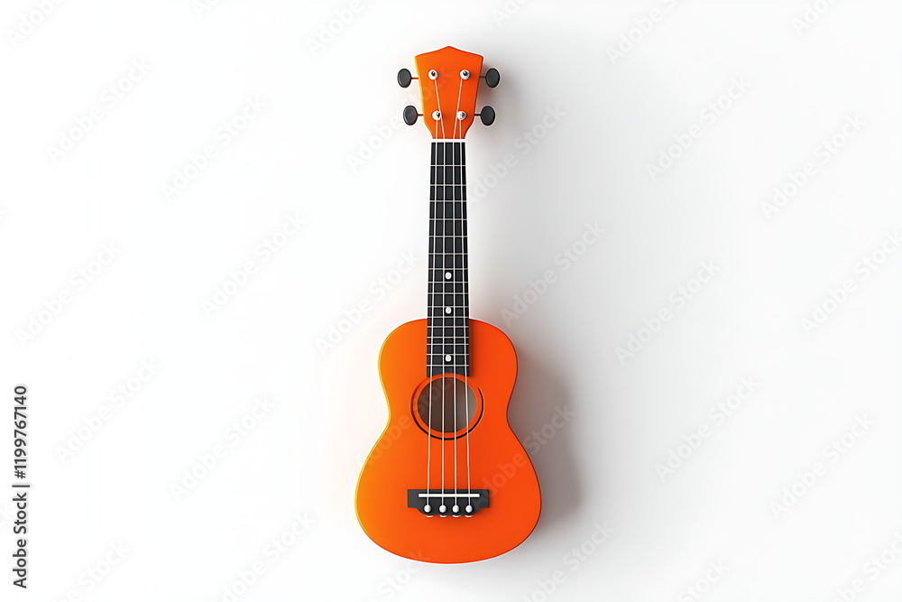 Obraz premium 3D realistic orange ukulele isolated on a white background