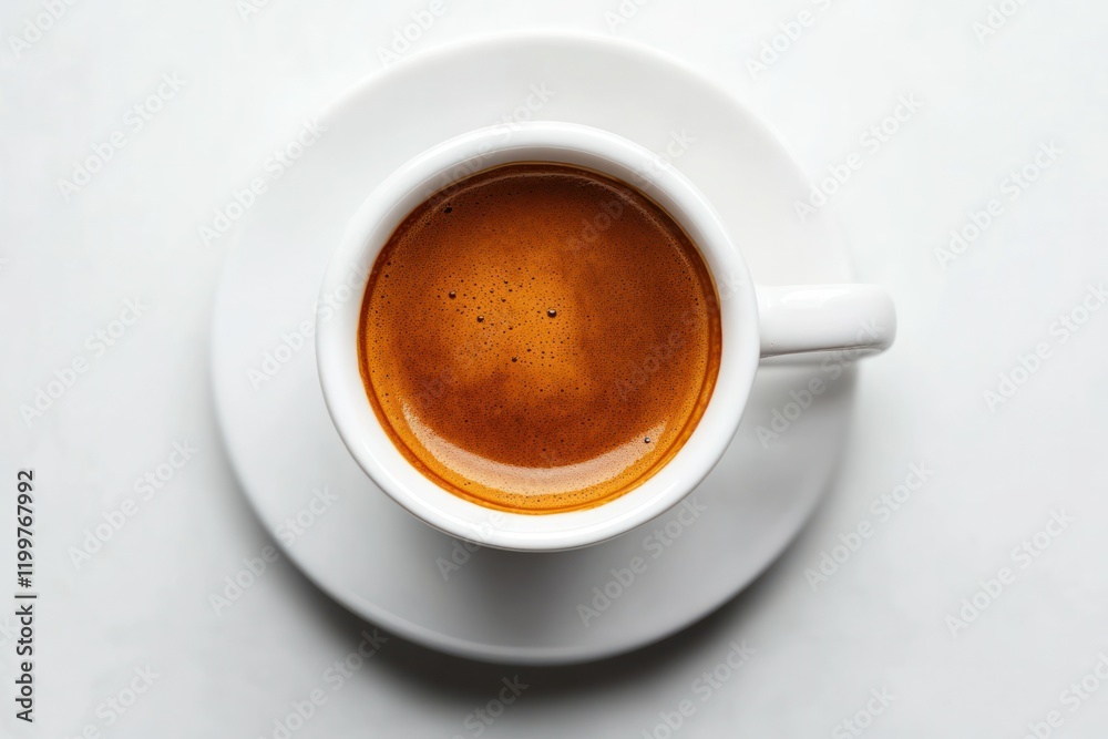 Exquisite Espresso in a White Cup on a Neutral Surface Exquisite Espresso in a White Cup on a Neutral Surface