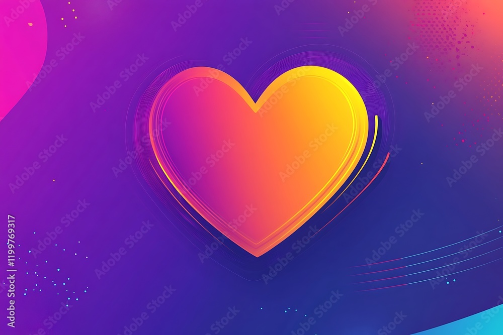 A vibrant heart in the center of an abstract background A vibrant heart in the center of an abstract background