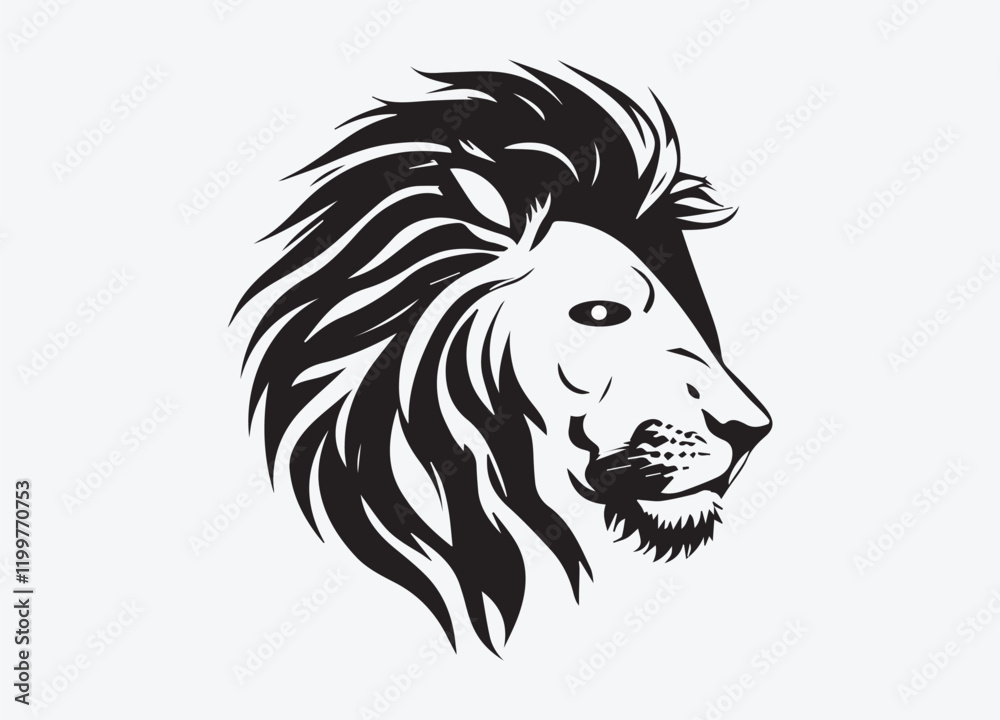 Obraz premium Hand drawn animal lion silhouette