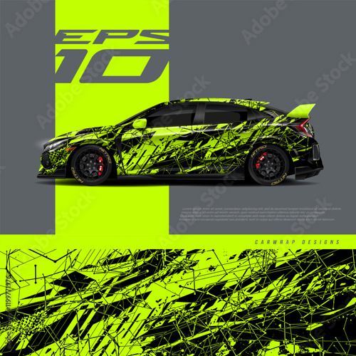 Car wrap decal design concept. Abstract grunge background for wrap vehicles, race cars, cargo vans, pickup trucks and livery.